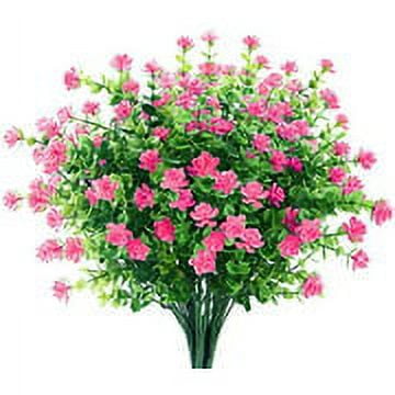 Sinhoon 6 Bundles Artificial Flowers Outdoor Fake Flowers for Decoration UV Resistant No Fade Faux Plastic Plants Garden Porch Window Box Décor(rose)
