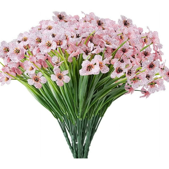Sinhoon 6 Bundles Artificial Orchid Flowers, Fake Artificial Greenery UV Resistant No Fade Faux Plastic Flowers for Wedding Bridal Bouquet Indoor Outdoor Home Garden Kitchen Office Table Vase(Pink)