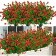 thumbnail image 1 of Sinhoon 6 Bundles Outdoor Artificial Flowers UV Resistant Fake Boxwood Plants, Faux Plastic Greenery for Indoor Outside Plants Garden Home Decor (Red), 1 of 11