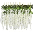 thumbnail image 1 of Sinhoon 6 Pack 3.75 Feet/Piece Artificial Fake Wisteria Vine Ratta Hanging Garland Silk Flowers String Home Party Wedding Decor (White), 1 of 7