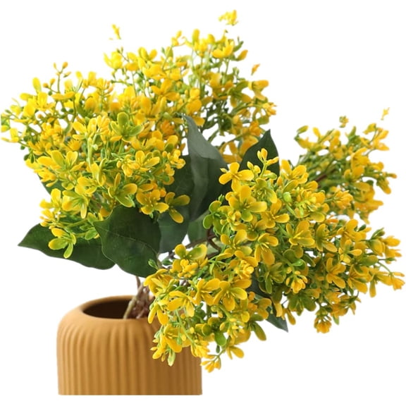 Sinhoon 6 Pcs Artificial Flower 15”Winter Jasmine,Outdoor UV Resistant No Fade Artificial Flower,Fake Small Wild Flowers for Kitchen Table Vase,Home Greenery Wedding Backdrop Arch Wall (Yellow)