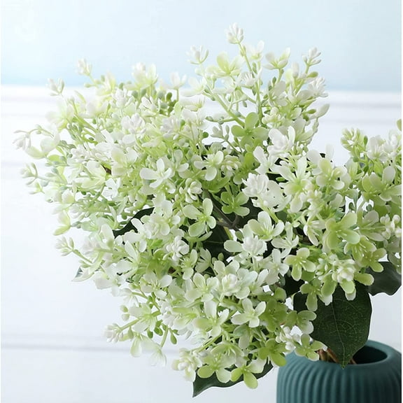 Sinhoon 6 Pcs Artificial Flower 15”Winter Jasmine,Outdoor UV Resistant No Fade Artificial Flower,Fake Small Wild Flowers for Kitchen Table Vase,Home Greenery Wedding Backdrop Arch Wall (White)