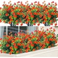 thumbnail image 1 of Sinhoon 6 Pcs Artificial Flowers, Outdoor UV Resistant Fake Plants Faux Greenery Shrubs Plastic Flowers for Indoor Outside Home Garden Wedding Office Decor (Orange Red), 1 of 14