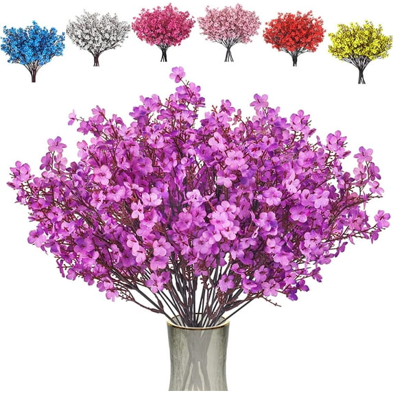 Sinhoon 6 pcs Artificial Flowers Silk Babys Breath Fake Gypsophila Bouquets for Home Indoor Wedding Christmas Party Decor(Purple)