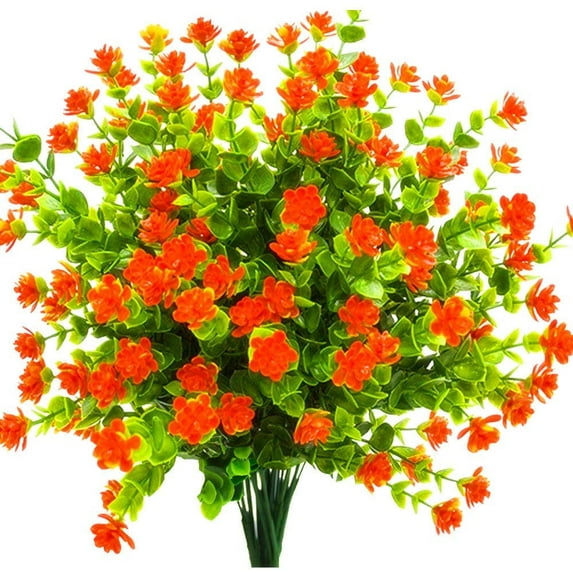 Sinhoon 6Pcs Artificial Flowers Fake Outdoor UV Resistant Plants Faux Plastic Outside Hanging Planter Home Garden Decor Flower