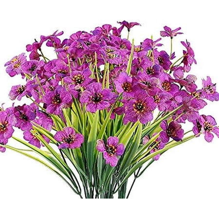 Sinhoon 6Pcs Artificial Flowers Outdoor UV Resistant Outdoors Fake Plants Faux Plastic Flower in Bulk for Outside Porch Vase Home Window Decoration (Purple)