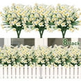 thumbnail image 1 of Sinhoon 8 Bundles Artificial Daisy Flowers UV Resistant Outdoor Decoration-Spring Decor Faux Plastic Greenery Shrub Plant Indoor Outside Hanging Planter Home Garden Window Box Décor(White), 1 of 13