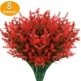thumbnail image 1 of Sinhoon 8 Bundles Artificial Flowers Fake Outdoor Plants Faux UV Resistant Lavender Flower Plastic Indoor Outside Decorations (Red), 1 of 7