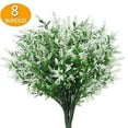 thumbnail image 1 of Sinhoon 8 Bundles Artificial Flowers Fake Outdoor Plants Faux UV Resistant Lavender Flower Plastic Indoor Outside Decorations (White), 1 of 16
