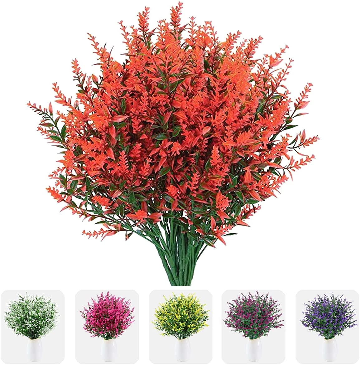 Sinhoon 8 Bundles Artificial Flowers Fake Outdoor Plants Faux UV ...