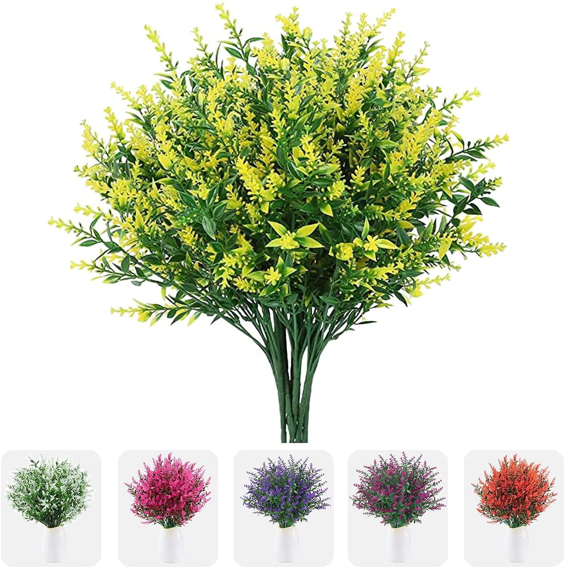 Sinhoon 8 Bundles Artificial Flowers Fake Outdoor Plants Faux UV ...