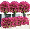 thumbnail image 1 of Sinhoon 8 Bundles Artificial Flowers UV Resistant Fake Plants Outdoor Faux Plastic Flowers Garden Window Box Porch Home Decor (Rosy red), 1 of 14