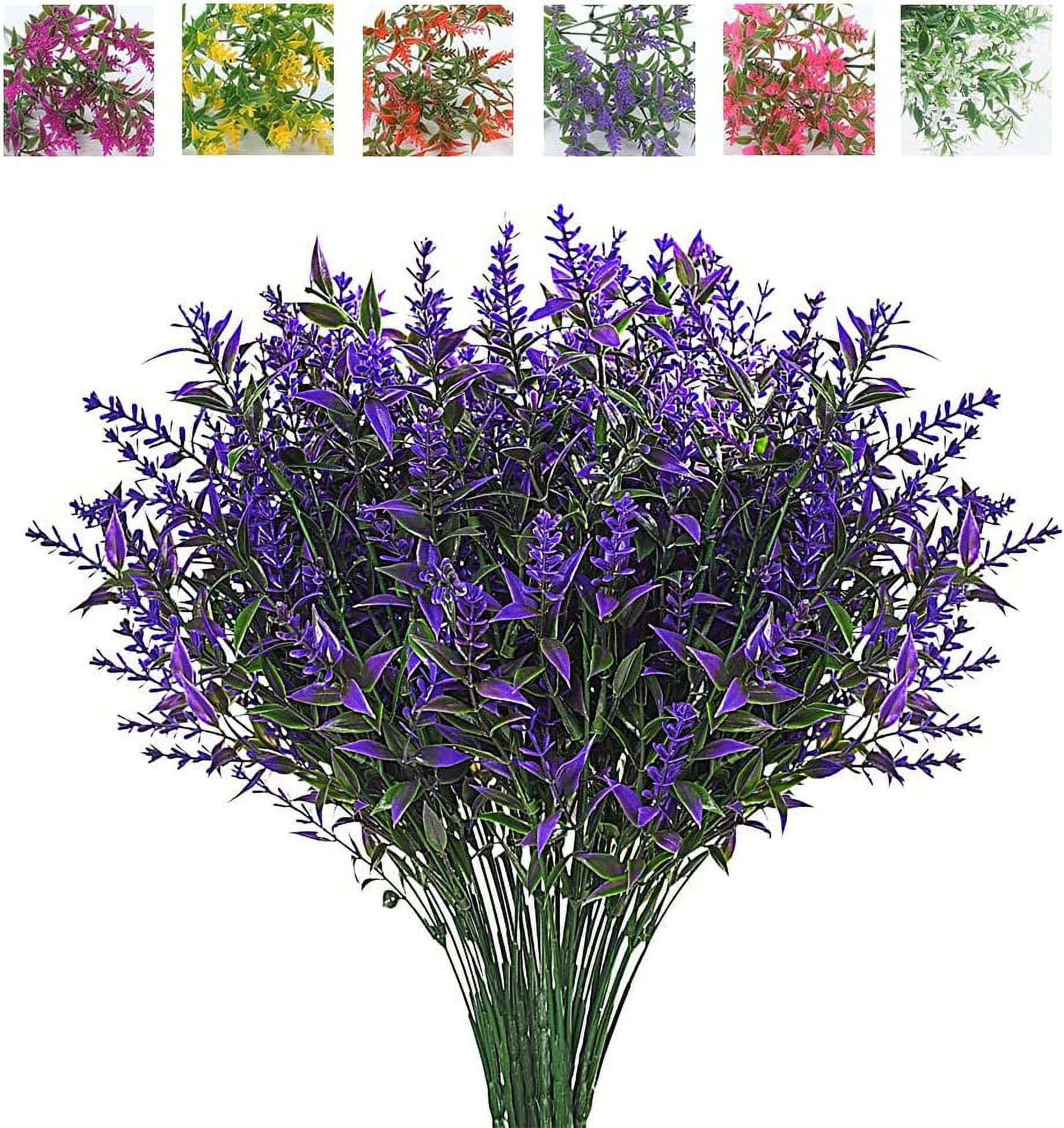 Sinhoon 8 Bundles Artificial Lavender Fake Plant Outdoor UV Resistant ...