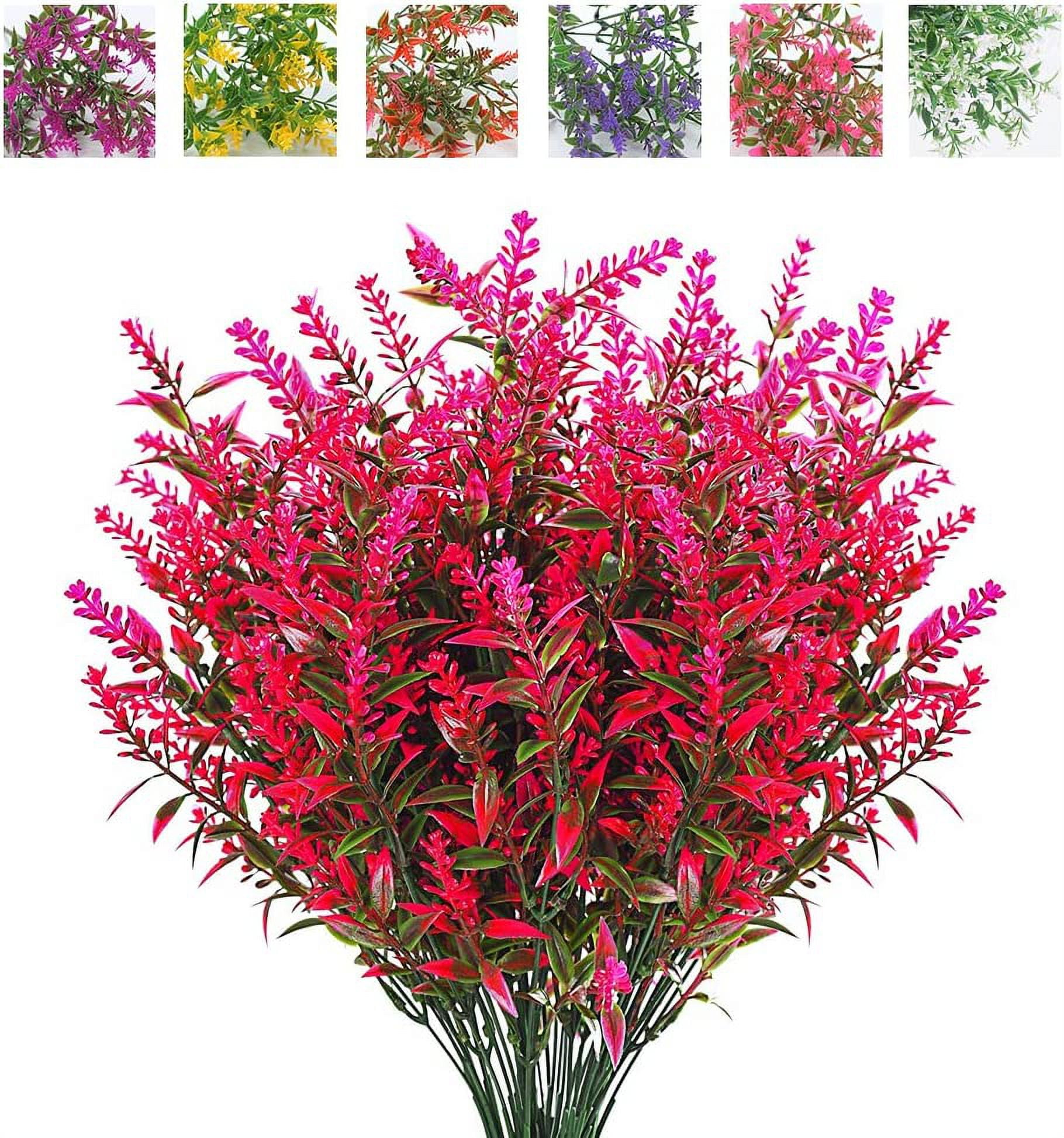Sinhoon 8 Bundles Artificial Lavender Fake Plant Outdoor UV Resistant ...
