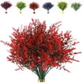 thumbnail image 1 of Sinhoon 8 Bundles Artificial Lavender Flowers Outdoor Fake Plants UV Resistant Plants Faux Plastic Plants for Outdoor Indoor Home Window Garden Wedding Porch Box Hanging Plants Decor (Red), 1 of 15