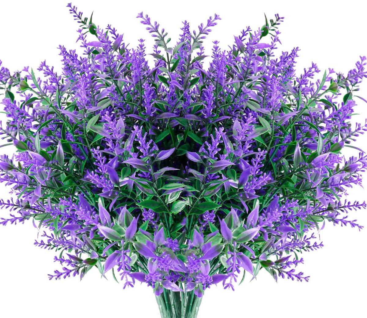 Sinhoon 8 Bundles Artificial Lavender Flowers Outdoor UV Resistant Fake ...
