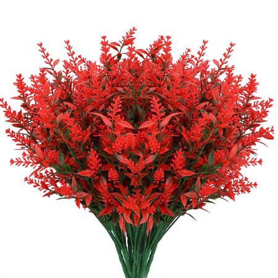 Sinhoon 8 Bundles Artificial Lavender Flowers Outdoor UV Resistant Fake ...