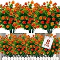 thumbnail image 1 of Sinhoon 8Pcs Artificial Flowers Outdoor UV Resistant Fake Flowers,Faux Plastic Flower Greenery Shrubs Plants for Indoor Outside Hanging Planter Home Garden Window Box Porch Decoration(Dark orange), 1 of 13