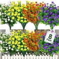 thumbnail image 1 of Sinhoon 8Pcs Artificial Flowers Outdoor UV Resistant Fake Flowers ,Faux Plastic Flower Greenery Shrubs Plants for Indoor Outside Hanging Planter Home Garden Window Box Porch Spring Decoration(Color), 1 of 6