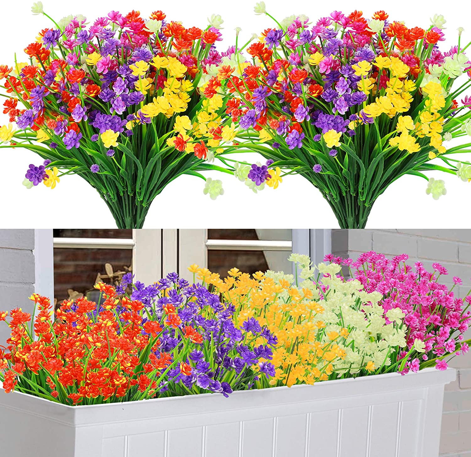 Sinhoon Artificial Daffodils Flowers 10 Bundles Flowers Stems UV Resistant No Fade Bouquet Indoor Outdoor Home Garden Decora