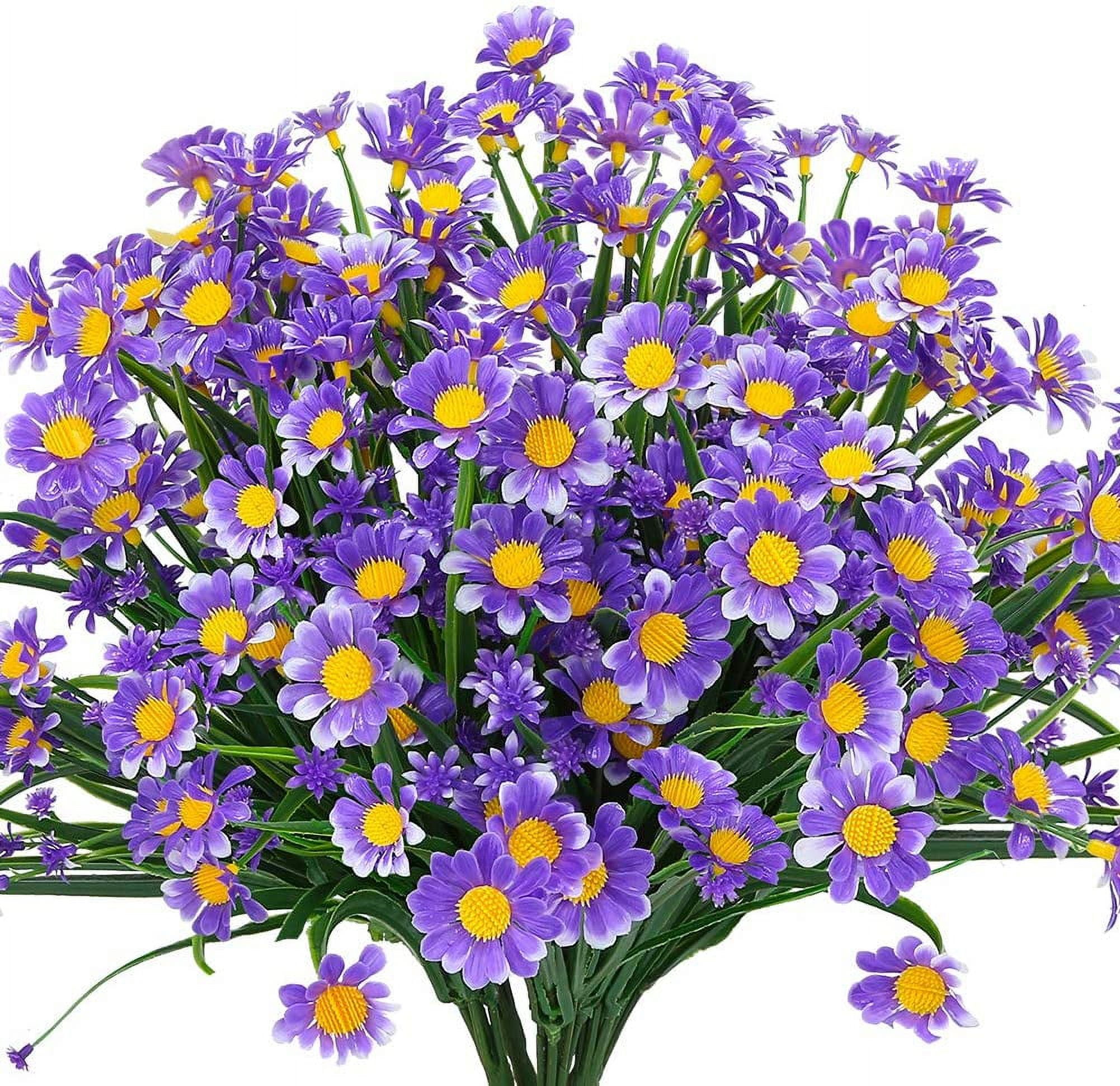 Sinhoon Artificial Daisies Flowers Outdoor UV Resistant 8 Bundles Fake ...