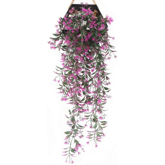 Sinhoon Artificial Ivy, Hanging Vine Plastic Plants Grass Leaves Foliage Vines, UV Resistant Greenery Fake Flowers for Home Indoor Outdoor Garden Door Wall Wedding Party DIY Decoration-Fuchsia 2 Pack