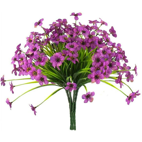 Sinhoon Artificial Violet Flowers, 6 Bundles Fake Flowers Plant, UV Resistant No Fade Faux Flower, Hanging Plant, for Garden, Wedding, Farmhouse Indoor or Outdoor etc Decor (Purple)