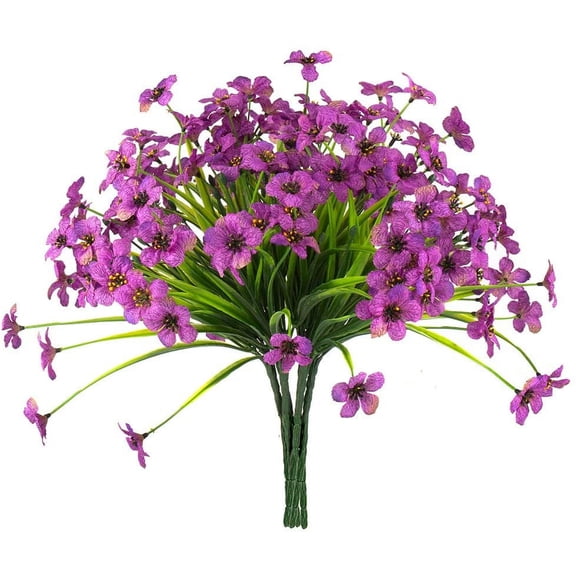 Sinhoon Artificial Violet Flowers, 6 Bundles Fake Flowers Plant, UV Resistant No Fade Faux Flower, Hanging Plant, for Garden, Wedding, Farmhouse Indoor or Outdoor etc Decor (Purple)