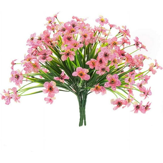 Sinhoon Artificial Violet Flowers, 6 Bundles Fake Flowers Plant, UV Resistant No Fade Faux Flower, Hanging Plant, for Garden, Wedding, Farmhouse Indoor or Outdoor etc Decor (Pink)