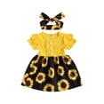 thumbnail image 1 of Sinhoon Baby Girl's One-Piece Ruffle Dress Kids Outfits Cotton Fly Sleeve Leopard Print Sunflower Dress Headband Summer Clothes, 1 of 7