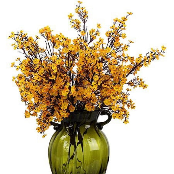 Sinhoon Babys Breath Fabric Cloth Artificial Flowers 6 Bundle Fake Silk Plants Decor Wedding Party Decoration Bouquets(dark yellow)