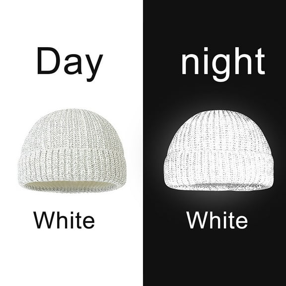 Sinhoon Cap Hat Adult Night Reflective Autumn Winter Beanie Hat Fashion Warm Knitted Hats White One Size