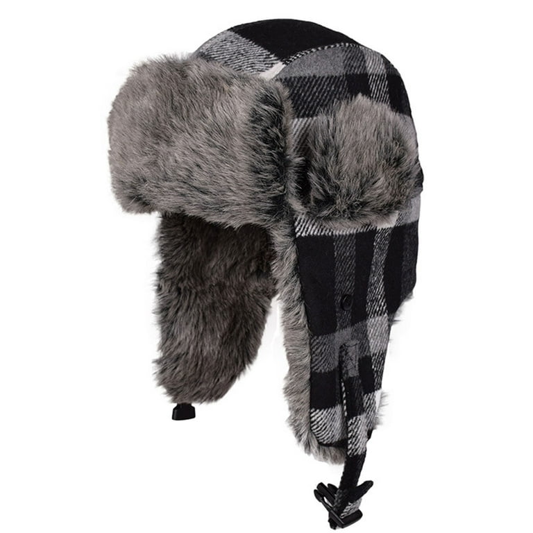 Sinhoon Christmas Adults Buffalo Plaid Aviator Trapper Hat Trooper