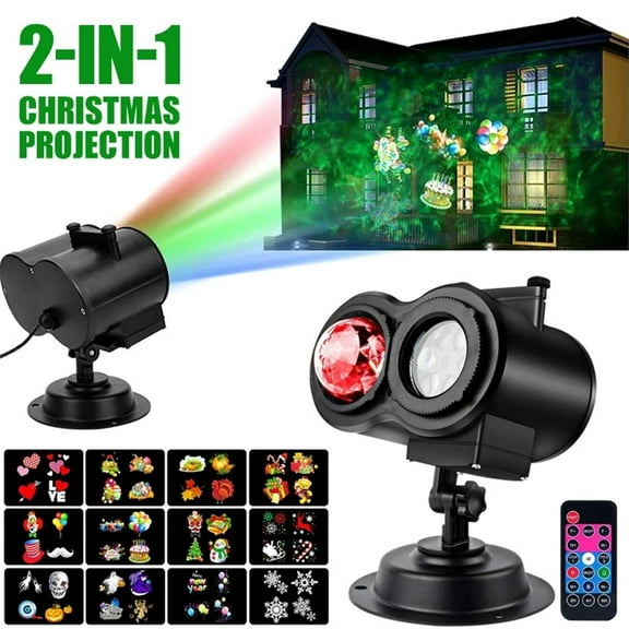 Sinhoon Christmas Ocean Wave Snowflake Light LED Projector Waterproof 2-in-1 Moving Patterns Rotating Lamp for Christmas Halloween