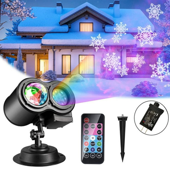 Sinhoon Christmas Projector Lights 2-in-1 Moving Patterns LED Landscape Lights Waterproof Outdoor Indoor Xmas Theme Party Yard Garden Decorations, 16 Slides 10 Colors