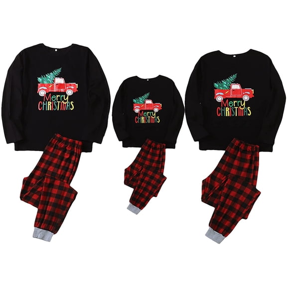 Sinhoon Family Clothes Christmas Matching Holiday Outfits Set Mommy Me Classic Plaid Merry Christmas Shirts+Pants Set