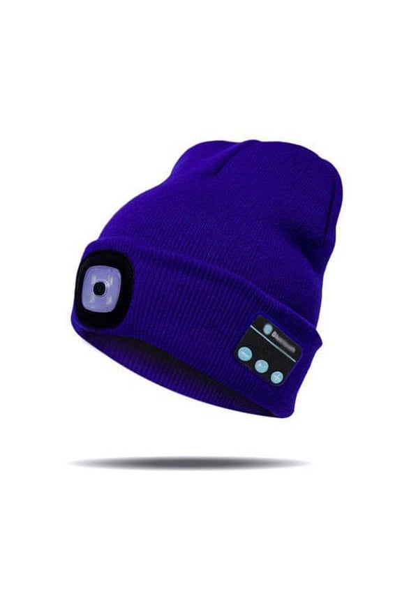 Fashion Warm Beanie Bluetooth LED Hat Wireless Smart Cap Headset Headphone Speaker for Outside Camping Night Running Fishing