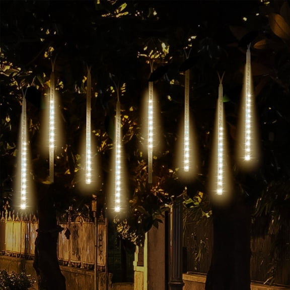 Sinhoon LED Falling Rain Lights with 30cm 8 Tube 192 LEDs, Meteor Shower Light, Falling Rain Drop Christmas Lights, Icicle String Lights for Holiday Party Wedding Christmas Tree Decoration