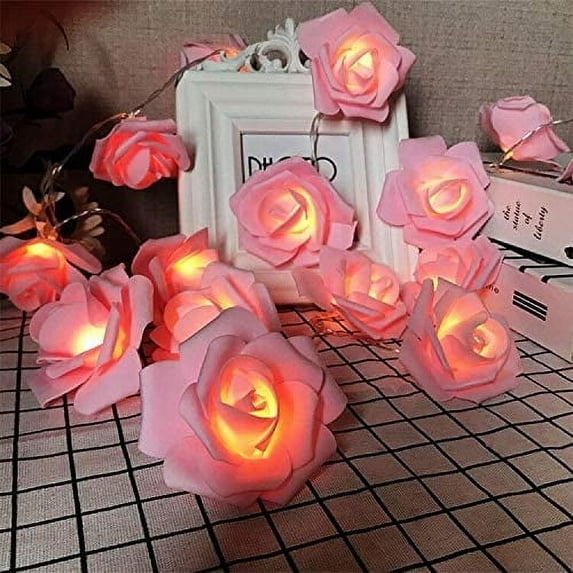 Sinhoon LED Rose Flower String Lights, 7.2 ft Flower Fairy String Light 20 LED Garland Lights for Romantic Mother's Day Decoration Holiday Party Wedding, Valentine's, Birthday, Christmas