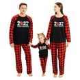 thumbnail image 1 of Sinhoon Matching Family Pajamas Sets 2021 Christmas Outfits Letter Print Plaid Top Long Pants For for Dad Mom Kids(Mom-XL), 1 of 7