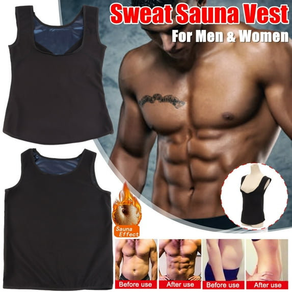Sinhoon Men/Women Neoprene Sweat Sauna Clothing Top Suit Shaper Shapewear Vest Adjustable Waist Hot Corset Body Shaper Jacket Fat Burner Weight Loss Sweat Exercise Fitness Home Gym Black