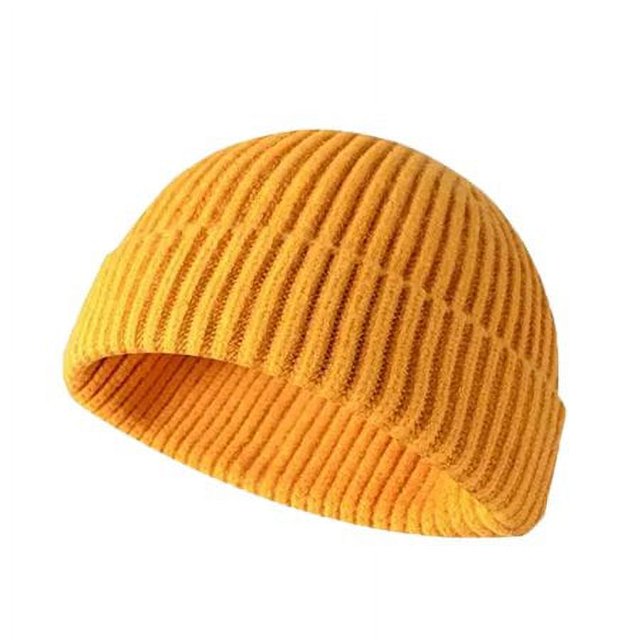 Sinhoon Men Women Winter Knitted Hat Beanie Skullcap Sailor Cap Cuff Brimless Retro Warm Hat