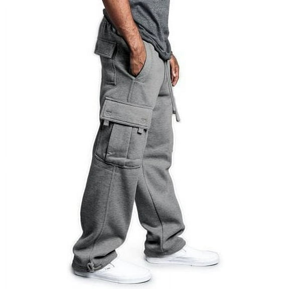 Sinhoon Men's Urban Straight Leg Jogger Cotton Fleece Cargo Pocket Sweat Pants