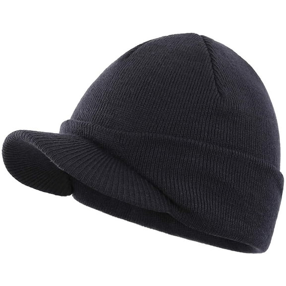 Sinhoon Men's Winter Beanie Hat with Brim Warm Double Knit Cuff Beanie Cap
