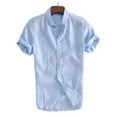 thumbnail image 1 of Sinhoon Mens Linen Short Sleeve Shirts Casual Loose Dress Soft Tops Tee, 1 of 3