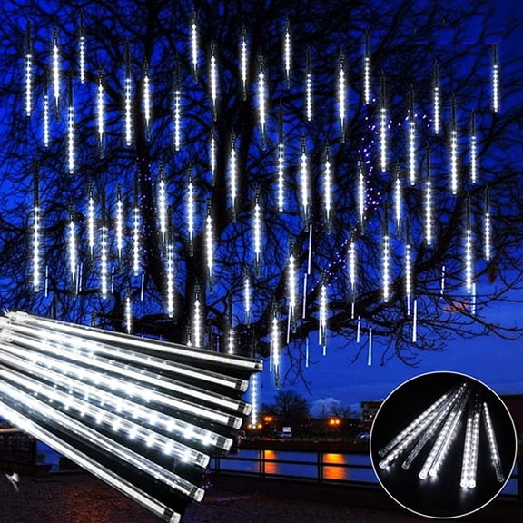 Sinhoon Meteor Shower Rain Lights 30cm 8 Tube 192 LEDs, Multicolor Meteor Lights Led Falling Rain Lights, Drop/Icicle Snow Falling Raindrop Cascading Lights for Christmas Trees Party Wedding