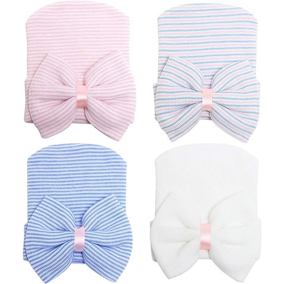 Sinhoon Newborn Baby Girl Hat with Big Bow Soft Cute Knot Infant Comfy Nursery Beanie 0-3 months