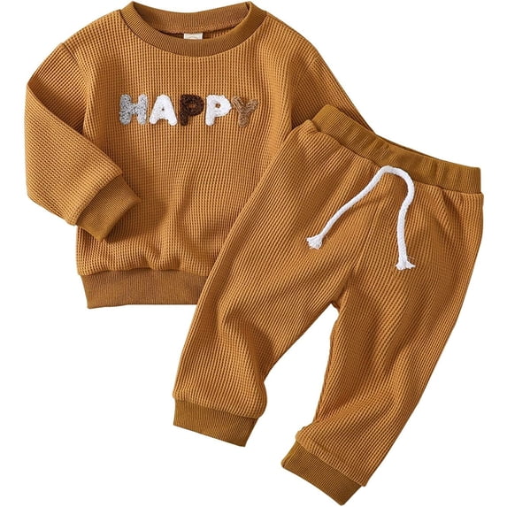 Sinhoon Newborn Infant Baby Boy Girl Clothes Set Embroidery Long Sleeve Sweatshirts Tops Pants Outfits 3-6 Months