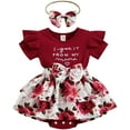 thumbnail image 1 of Sinhoon Newborn Infant Baby Girl Clothes Ruffle Short Sleeve Ribbed Bodysuit Romper Floral Print Skirt Summer Outfit Sets, 1 of 7
