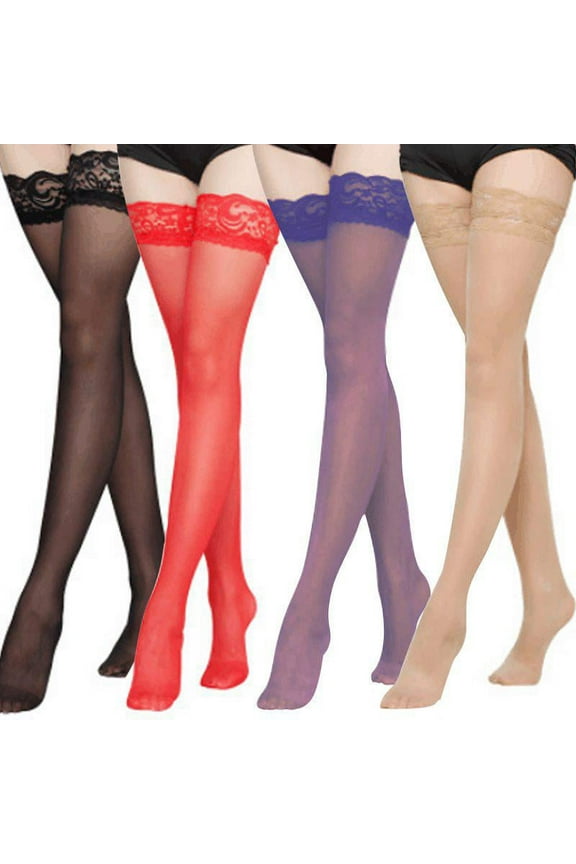 Sexy Lingerie Women Stockings Lace Sheer Top Thigh Highs Socks Pantyhose Hold Up Stockings
